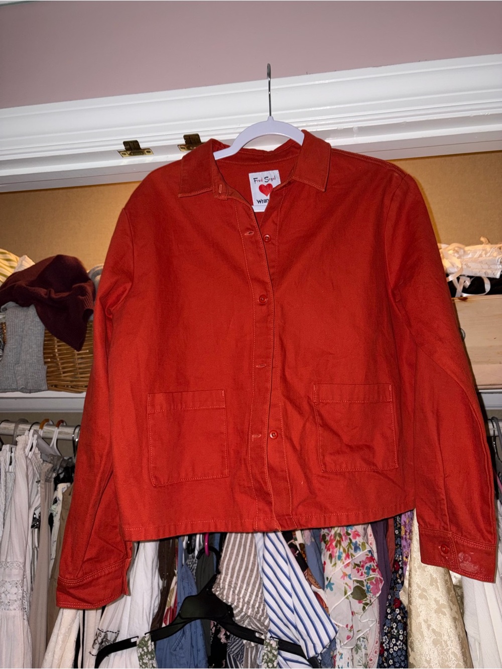Wrangler Women's Bright Red Utility Button Jacket